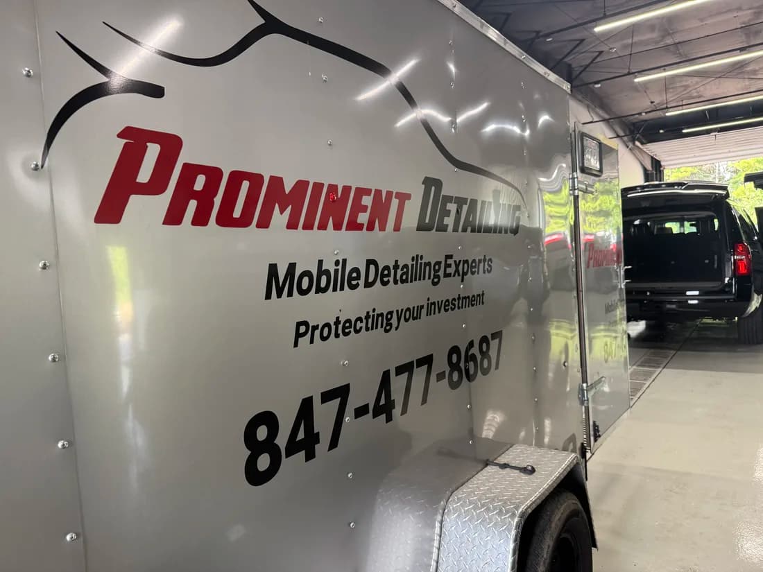 Prominent Detailing's branded mobile trailer