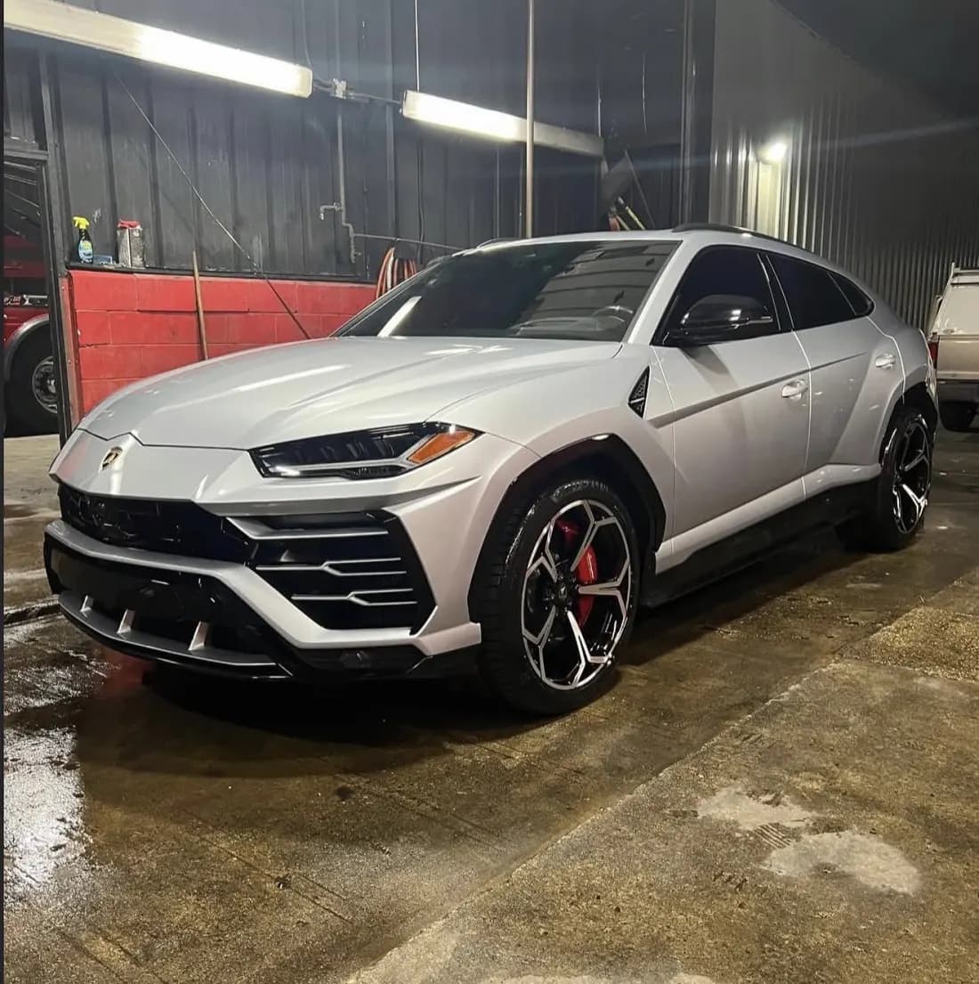 Silver Lamborghini Urus detailed in Vernon Hills